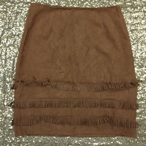 Suede Fringe Skirt